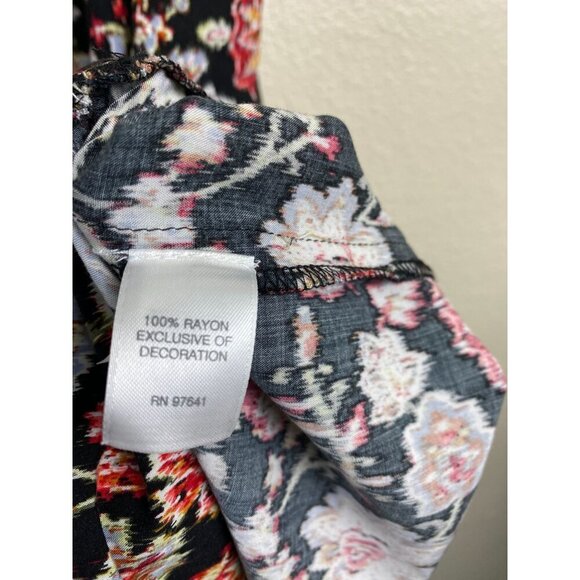 J. Jill Pleated Shift Floral Womens Size XS Black Multicolor whimsical Boho Pock - Picture 4 of 12